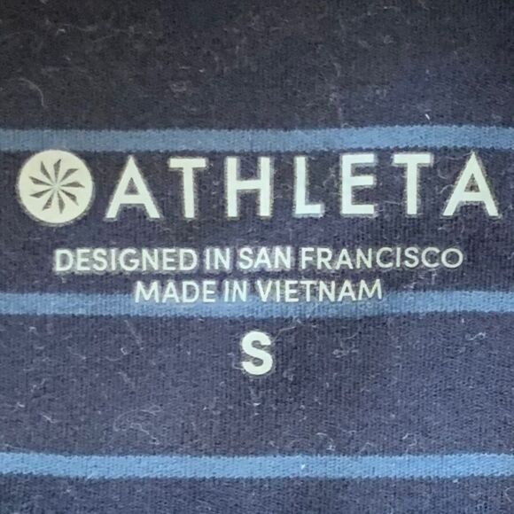 ATHLETA Navy Blue Striped Leggings Tights Small S - Picture 4 of 4